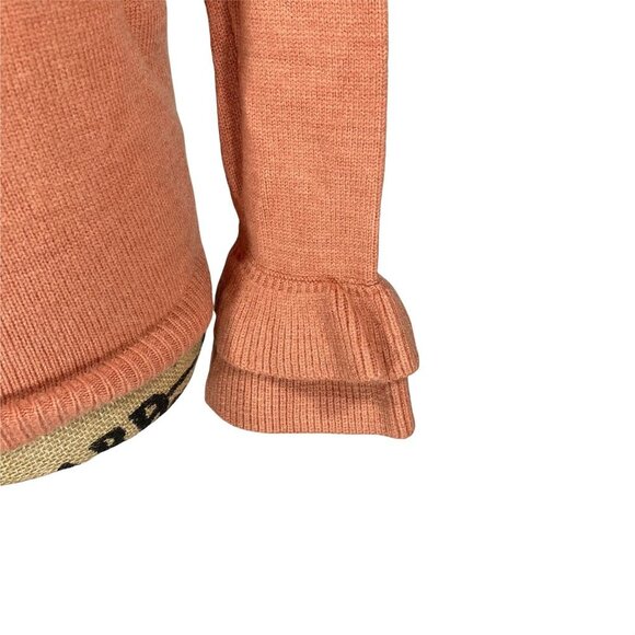 Lipslide Knit Sweater Ruffle Neck and sleeves Ribbed Trim in Pink Size Small - Picture 5 of 8